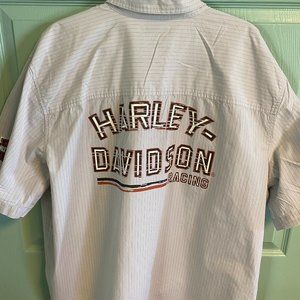 Harley-Davidson Mechanics Shirt, Gray Wide Pin Strip, 2Xl, Good Condition